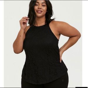 Torrid Black Lace High-Neck Goddess Tank Top